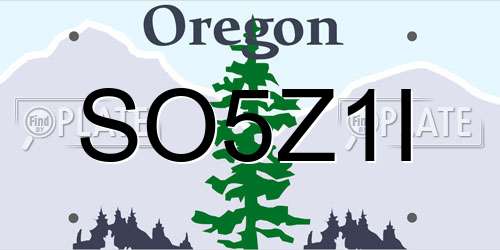 SO5Z1I Oregon License Plate