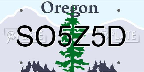 SO5Z5D Oregon License Plate