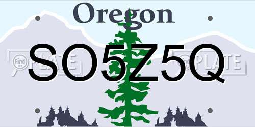 SO5Z5Q Oregon License Plate
