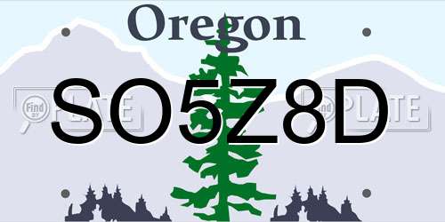 SO5Z8D Oregon License Plate