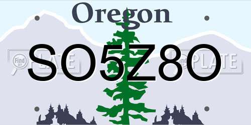 SO5Z8O Oregon License Plate