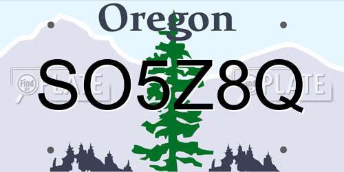 SO5Z8Q Oregon License Plate