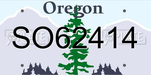 SO62414 Oregon License Plate