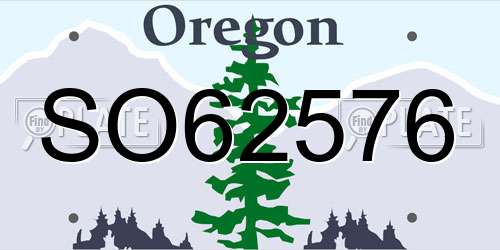 SO62576 Oregon License Plate