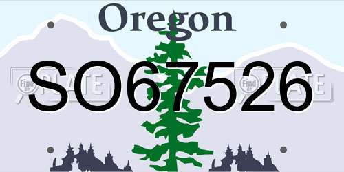 SO67526 Oregon License Plate