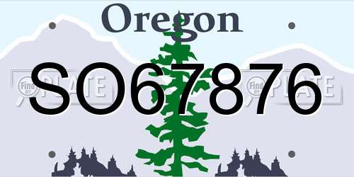SO67876 Oregon License Plate