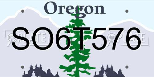 SO6T576 Oregon License Plate