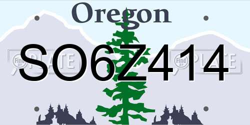 SO6Z414 Oregon License Plate