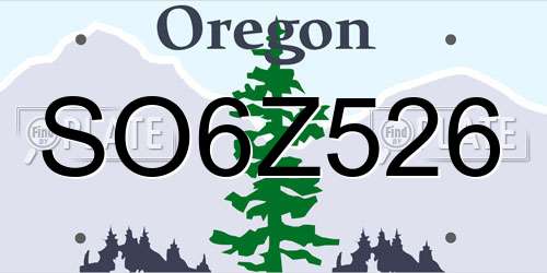 SO6Z526 Oregon License Plate
