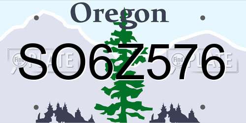 SO6Z576 Oregon License Plate