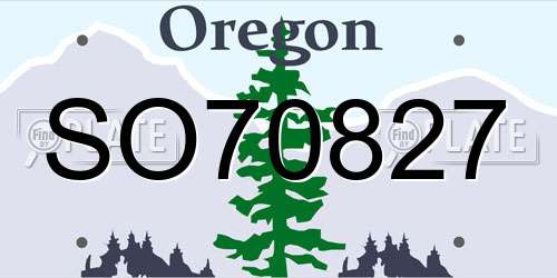 SO70827 Oregon License Plate