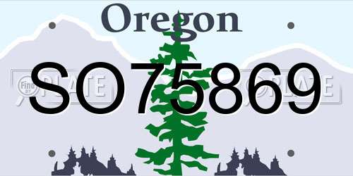 SO75869 Oregon License Plate