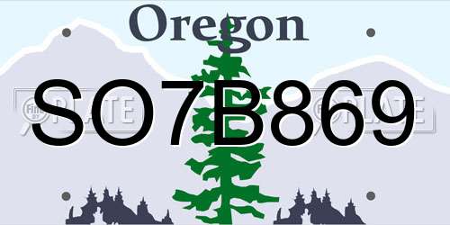 SO7B869 Oregon License Plate