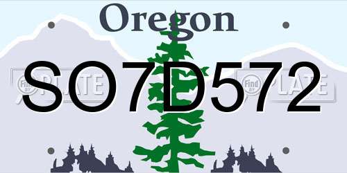 SO7D572 Oregon License Plate
