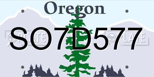 SO7D577 Oregon License Plate