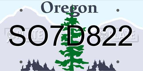 SO7D822 Oregon License Plate