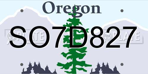 SO7D827 Oregon License Plate