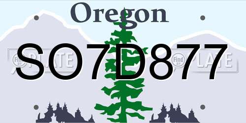 SO7D877 Oregon License Plate