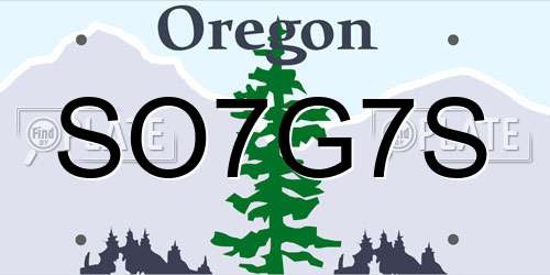 SO7G7S Oregon License Plate