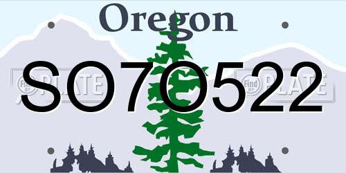 SO7O522 Oregon License Plate