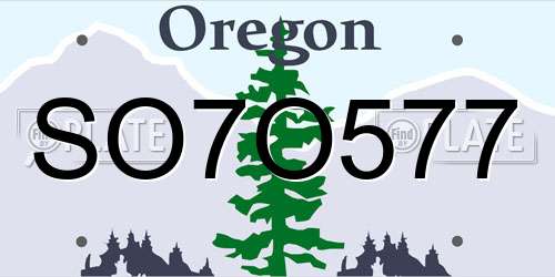 SO7O577 Oregon License Plate