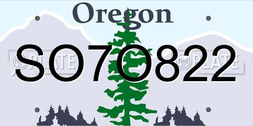 SO7O822 Oregon License Plate