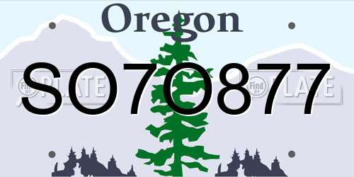 SO7O877 Oregon License Plate
