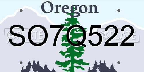 SO7Q522 Oregon License Plate