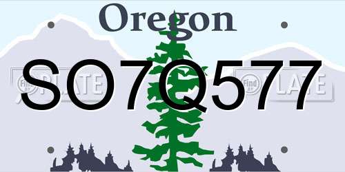 SO7Q577 Oregon License Plate