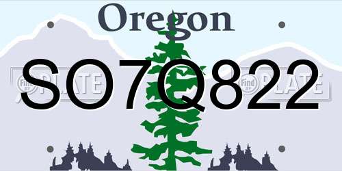 SO7Q822 Oregon License Plate