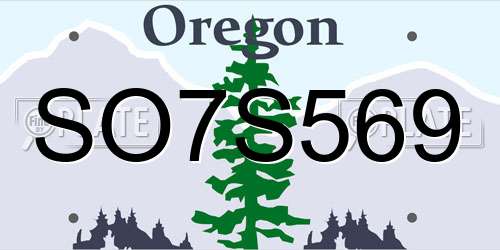SO7S569 Oregon License Plate