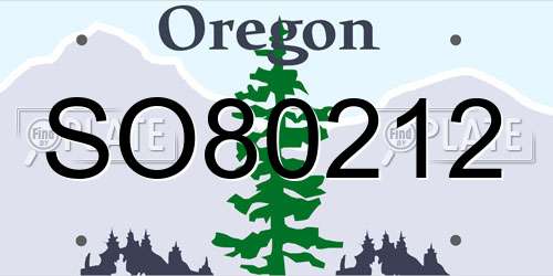 SO80212 Oregon License Plate