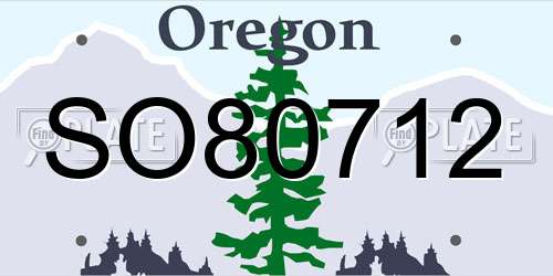 SO80712 Oregon License Plate