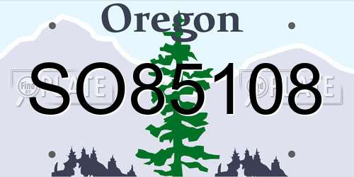 SO85108 Oregon License Plate