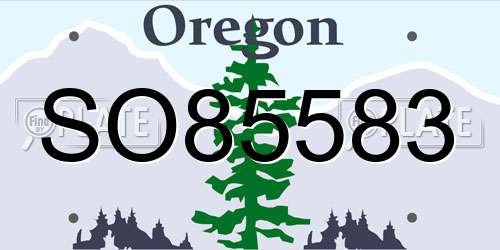 SO85583 Oregon License Plate