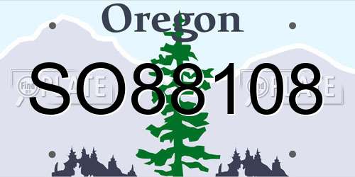 SO88108 Oregon License Plate