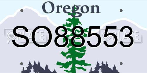 SO88553 Oregon License Plate