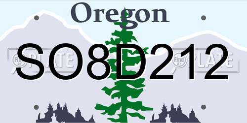 SO8D212 Oregon License Plate