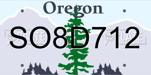 SO8D712 Oregon License Plate
