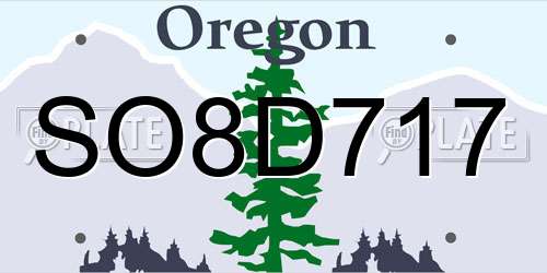 SO8D717 Oregon License Plate