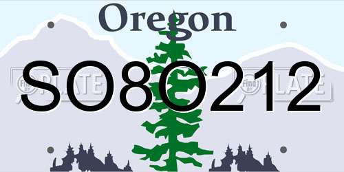 SO8O212 Oregon License Plate