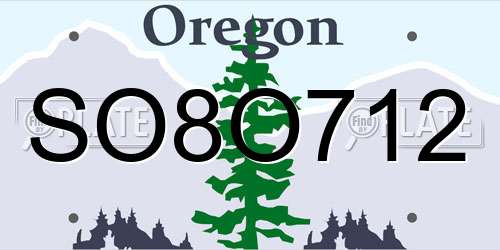 SO8O712 Oregon License Plate
