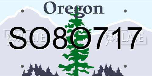 SO8O717 Oregon License Plate