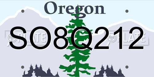 SO8Q212 Oregon License Plate