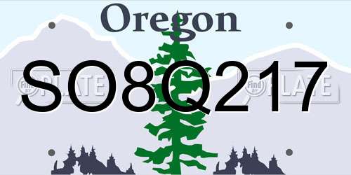 SO8Q217 Oregon License Plate
