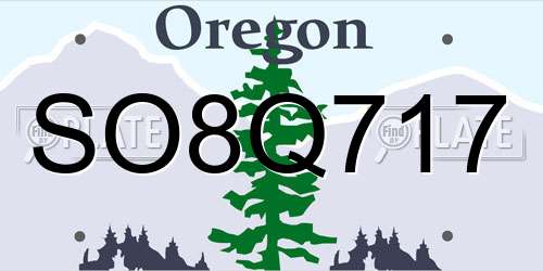 SO8Q717 Oregon License Plate