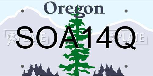 SOA14Q Oregon License Plate