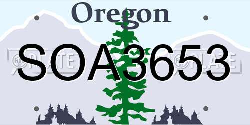 SOA3653 Oregon License Plate