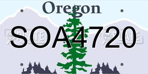 SOA4720 Oregon License Plate