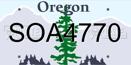 SOA4770 Oregon License Plate
